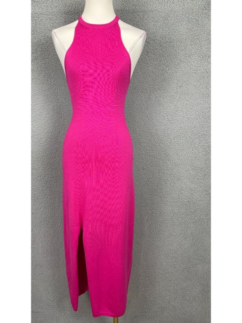 CTSFWOICSTE  Women's Bodycon Halter Midi Dress ribbed texture Pink Medium NWT's.